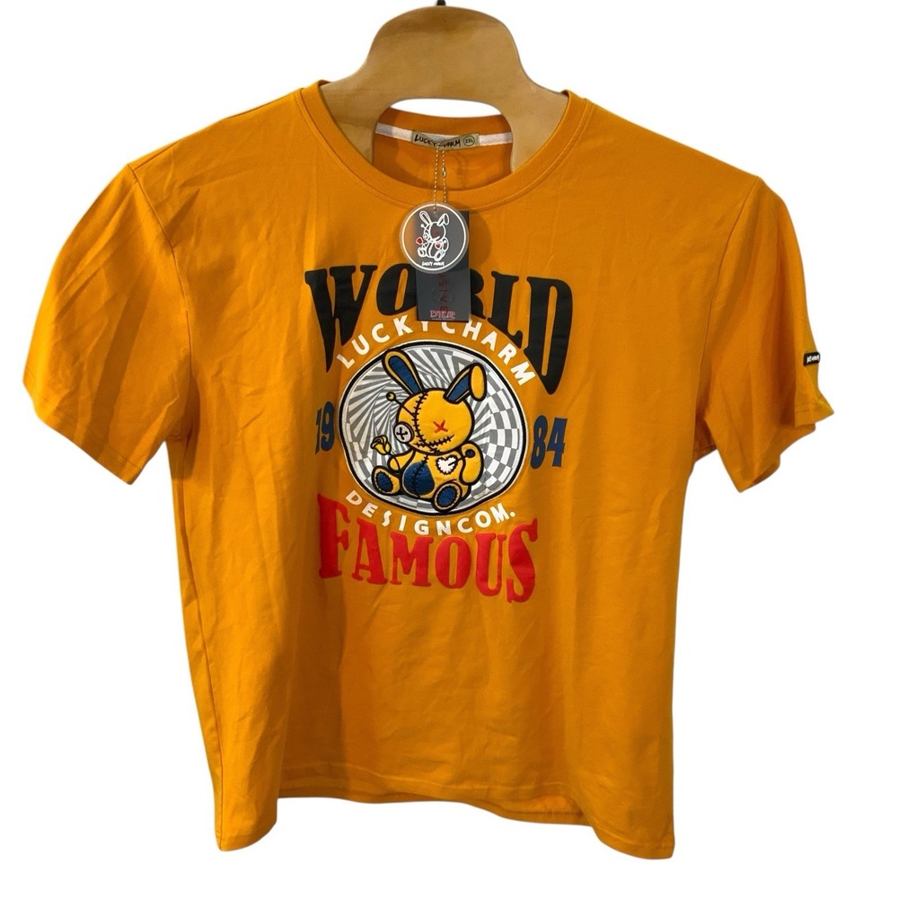BKYS Lucky‎ Charm T-Shirt Men's 2XL Exclusive Embroidered Orange Bunny Famous